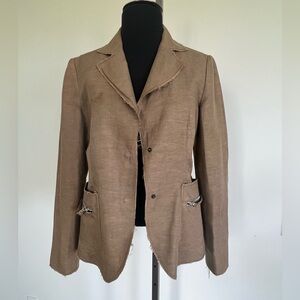 Beatrice B Italia linen blend khaki light jacket size 6